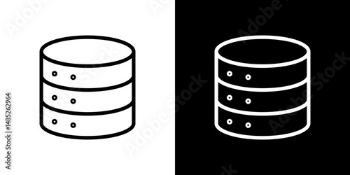 Database icon line art, vector set
