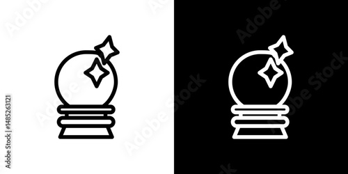 Crystal ball icon line art, vector set
