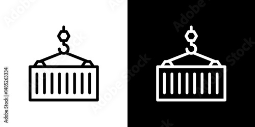 Container icon line art, vector set