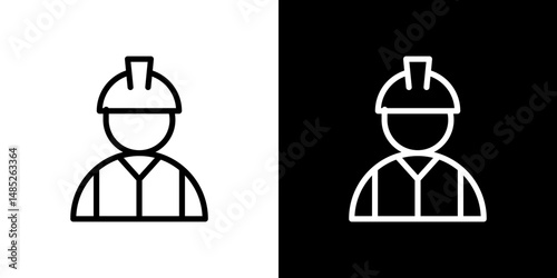 Construction worker icon line art, vector set