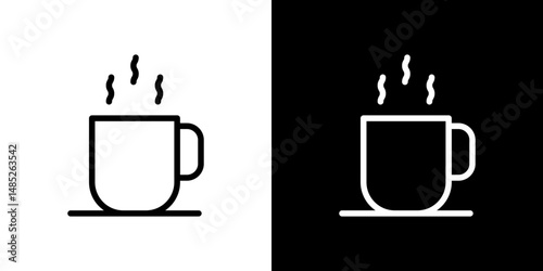 Coffee mug icon line art, vector set