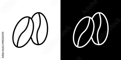 Coffee Bean icon line art, vector set