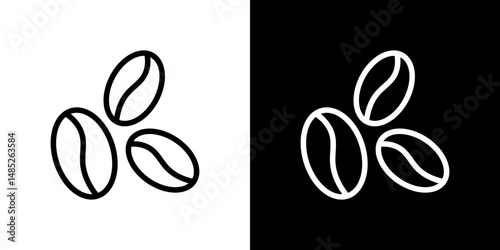 Coffee beans icon line art, vector set