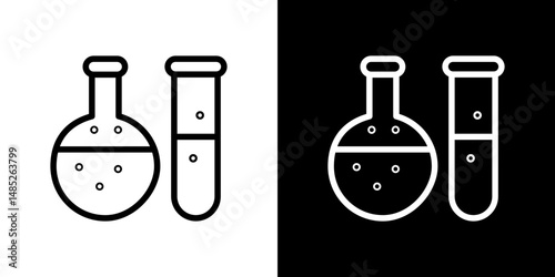 Chemistry icon line art, vector set