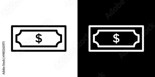 Cash icon line art, vector set