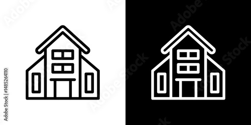 Campus icon line art, vector set