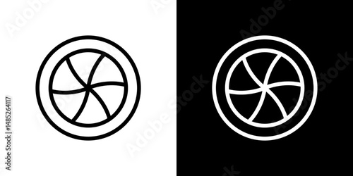 Camera shutter icon line art, vector set