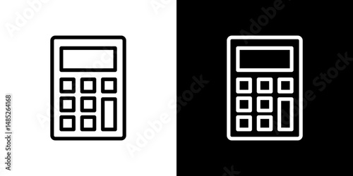 Calculator icon line art, vector set