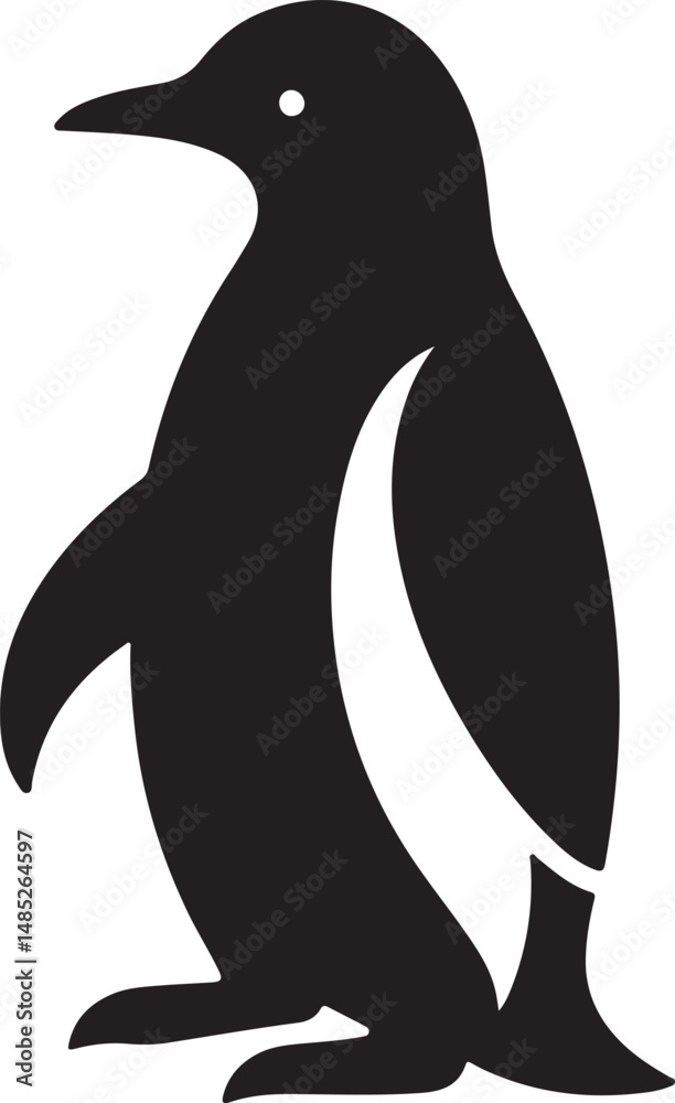 Obraz premium Penguin Black Silhouette Vector, Arctic Animal Clipart & Cute Winter Design