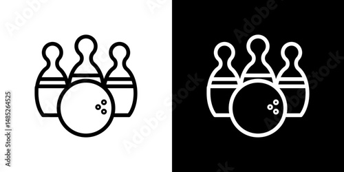 Bowling icon line art, vector set