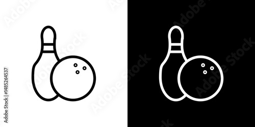 Bowling icon line art, vector set