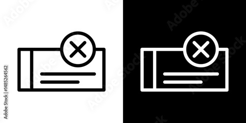 Bounced check icon line art, vector set