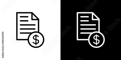 Bill paid icon line art, vector set