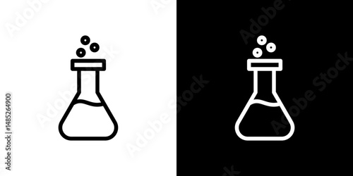 Beaker icon line art, vector set