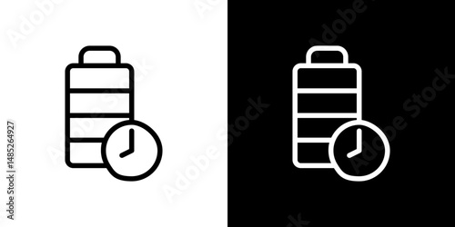 Battery life icon line art, vector set