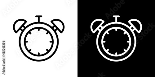 Alarm clock icon line art, vector set