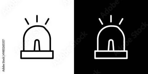 Ambulance siren icon line art, vector set