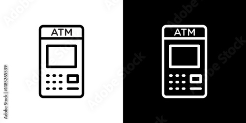Atm icon line art, vector set
