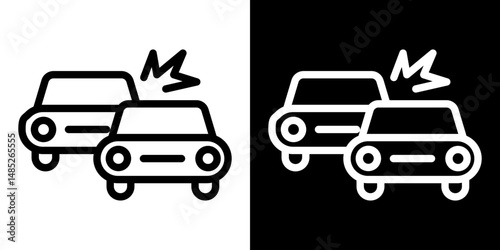Accident icon line art, vector set
