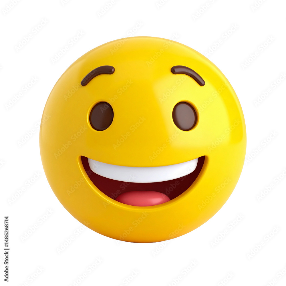 Fototapeta premium Smiling emoji in 3D render, expressing a happy and positive attitude. This cheerful emoji can add fun and friendliness to any design