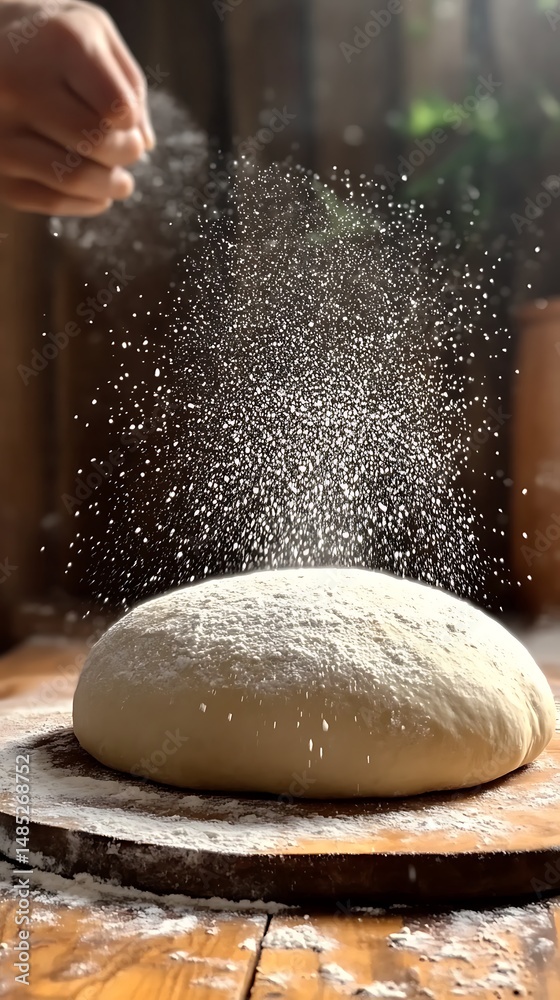Obraz premium Flour dusting freshly baked dough