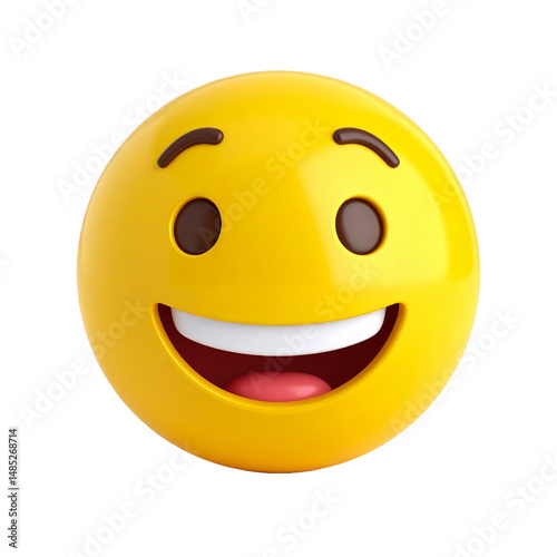 Smiling emoji in 3D render, expressing a happy and positive attitude. This cheerful emoji can add fun and friendliness to any design