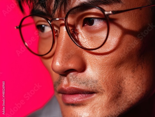 Face of a man with glasses ...