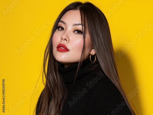 Stylish woman with long hai...