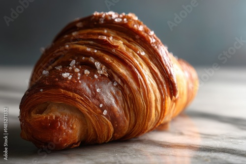 Flaky croissant with a gold...