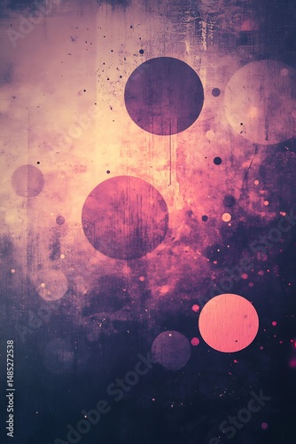 Contrast of Soft Gradients and Sharp Lines with Geometric Layers and Glowing Circles in Abstract Balance - Empty Template