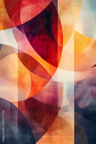 Contrast of Soft Gradients and Sharp Lines with Geometric Layers and Glowing Circles in Abstract Balance - Empty Template