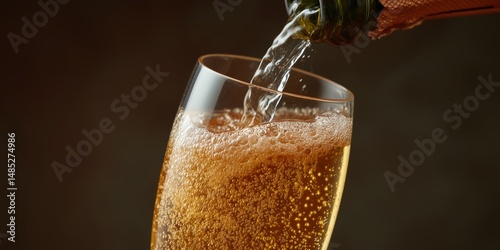 Wallpaper Mural Close-up of sparkling champagne pouring into flute glass creating bubbles Torontodigital.ca