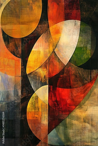 Intersecting Diagonal Lines And Glowing Circles In A Layered Abstract Geometry With Vibrant Color Play - Empty Template
