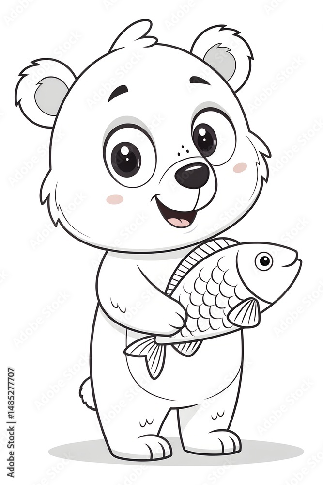 Naklejka premium Colouring page for kids, hand drawn vector illustration of a cartoon, pre school Colouring page, animal Colouring page, flower Colouring page, adult Colouring page,printables