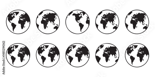 Minimalist World Map Icon - Global Geography Symbol. 