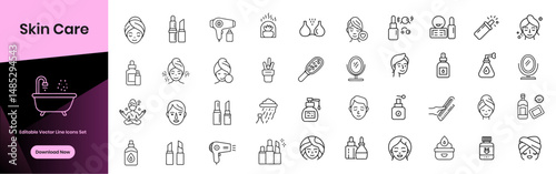 Skin care icon set: beauty, spa, and treatment symbols for wellness