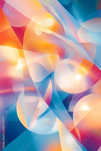 Dynamic Flow of Gradients and Sharp Diagonal Lines with Bright Geometric Shapes and Circles - Empty Template