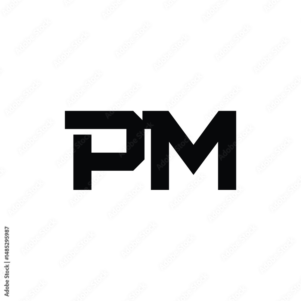 Obraz premium PM monogram logo design letter text name symbol monochrome logotype alphabet character simple logo
