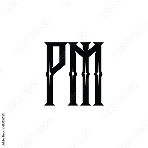 PM monogram logo design letter text name symbol monochrome logotype alphabet character simple logo