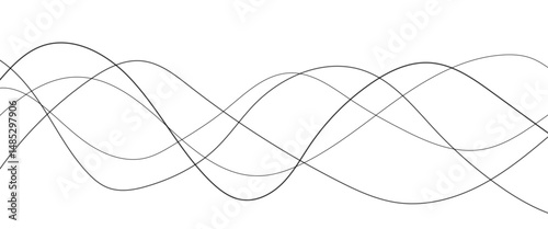 Thin wavy line abstract background. Abstract black lines wave curve motion on white background. Vector Illustration. 