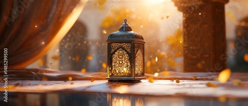 Ornamental lantern in warm light