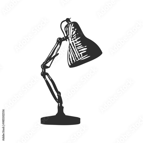 Adjustable Desk Lamp Silhouette Illustration. Modern Lighting Design And Functionality. Isolated Vector Illustration