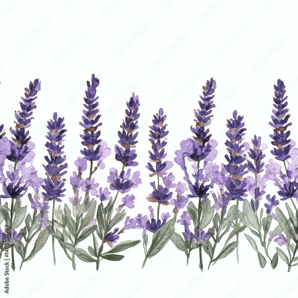 Fototapeta premium Watercolor Lavender Border Design