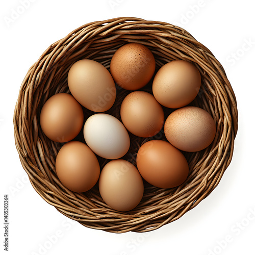Wallpaper Mural Wicker basket holding fresh brown and white eggs Torontodigital.ca