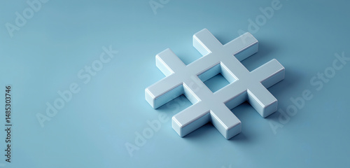 White hashtag symbol against blue background.  Post viral. Website network media.