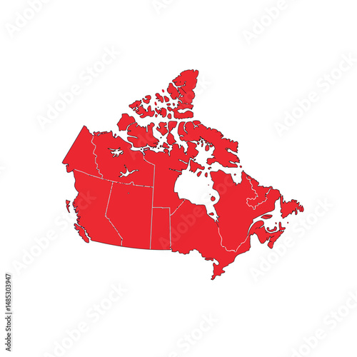 map of canada red vector design isolated white background