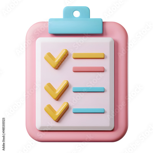 Digital illustration of a pastel-colored clipboard with checkmarks, displaying a simple to-do list.
