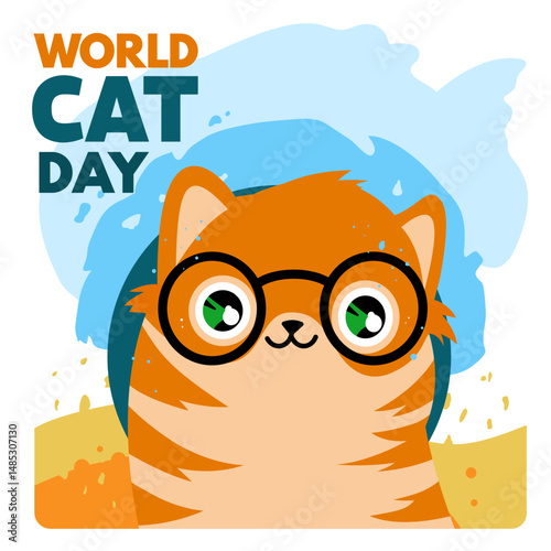 World Cat Day – background, poster, card – vector illustration