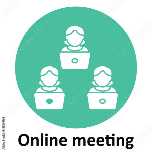 Online meeting Vector icon which can easily modify or edit