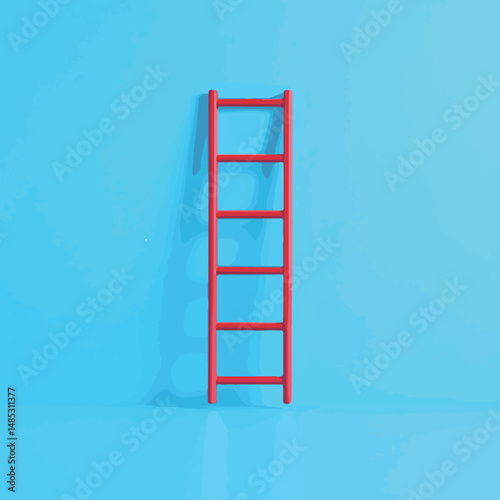 3D illustration of a wooden ladder or staircase climbing upward into the sky, symbolizing success, career growth, and ambition. Represents steps, progress, motivation, and the journey toward goals,